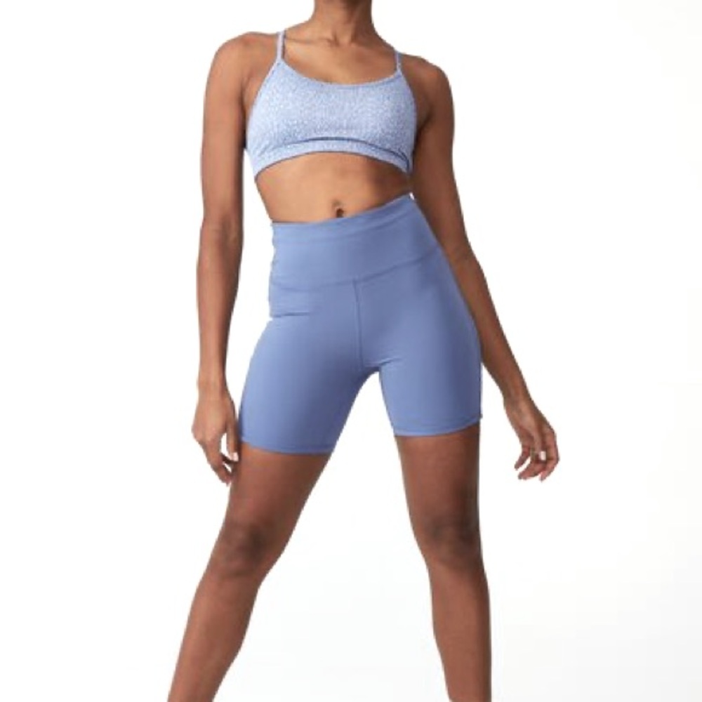 Biker Shorts with side pockets- Pale Blue